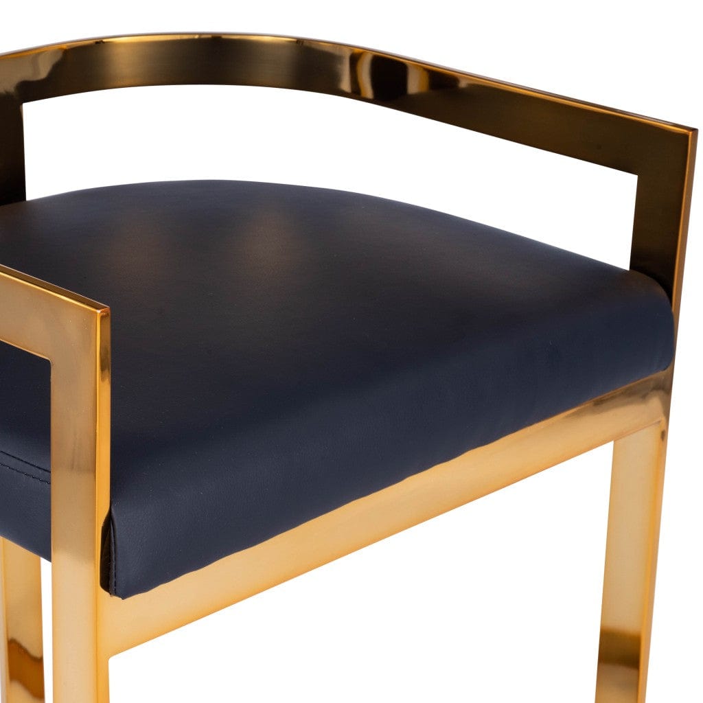 28" Black And Gold Iron Low back Counter Height Bar Chair - Homeroots - Flyclothing LLC