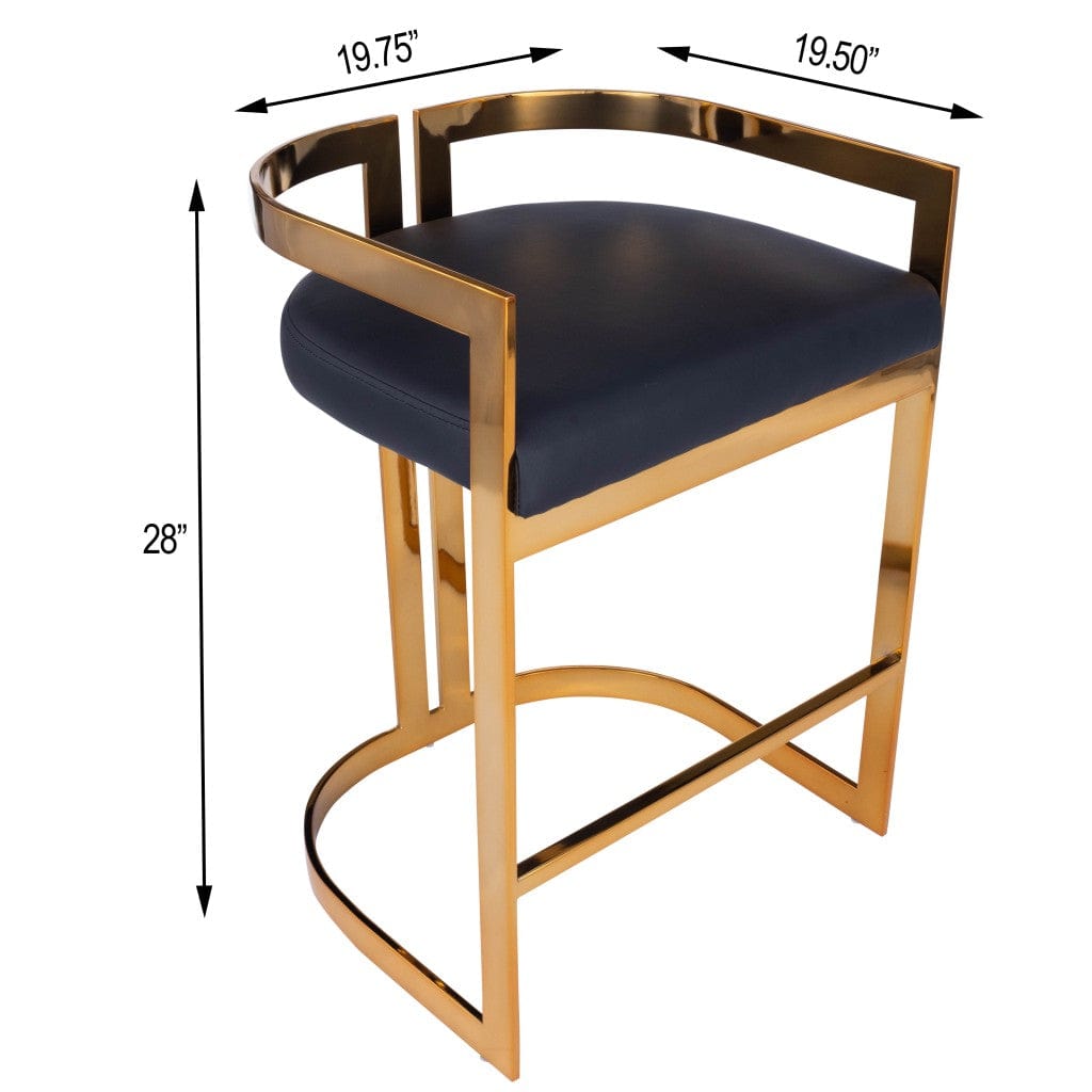 28" Black And Gold Iron Low back Counter Height Bar Chair - Homeroots - Flyclothing LLC
