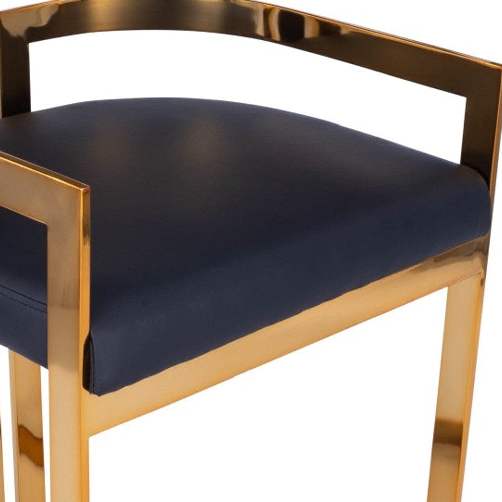28" Black And Gold Iron Low back Counter Height Bar Chair - Homeroots - Flyclothing LLC