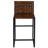 36" Brown And Black Leather And Iron Bar Chair - Homeroots