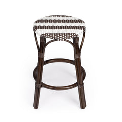 24" Dark Brown and White Rattan Backless Counter Height Bar Chair - Homeroots