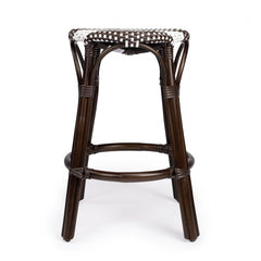 24" Dark Brown and White Rattan Backless Counter Height Bar Chair - Homeroots