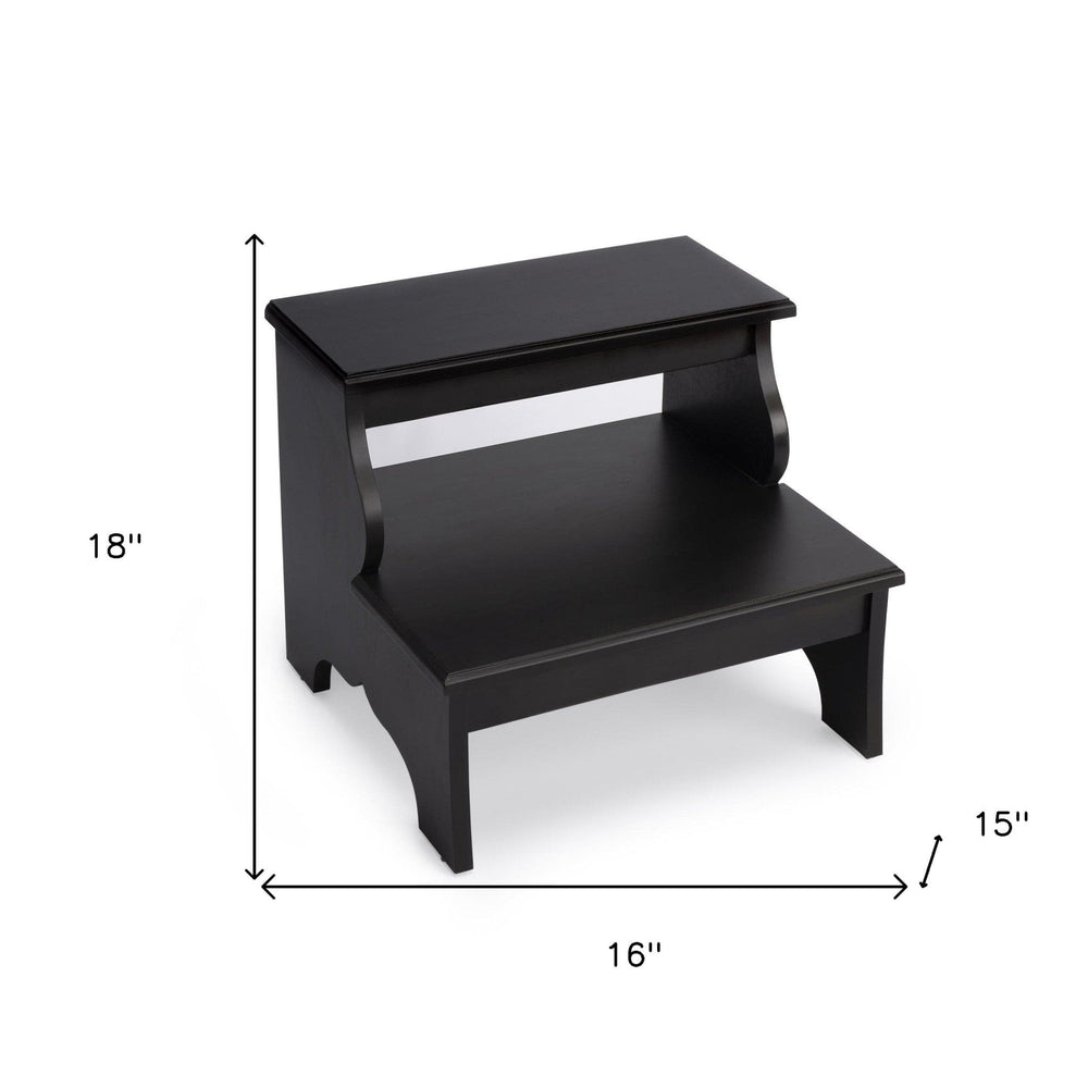18" Dark Brown Wood Step Stool - Homeroots - Flyclothing LLC