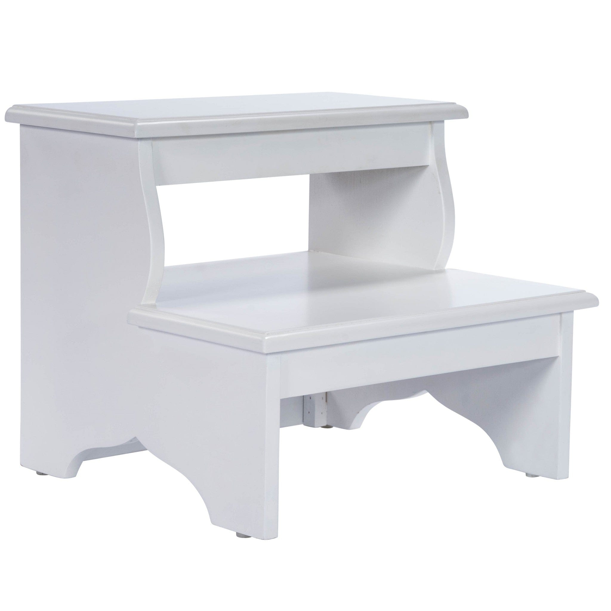 18" White Wood Step Stool - Homeroots