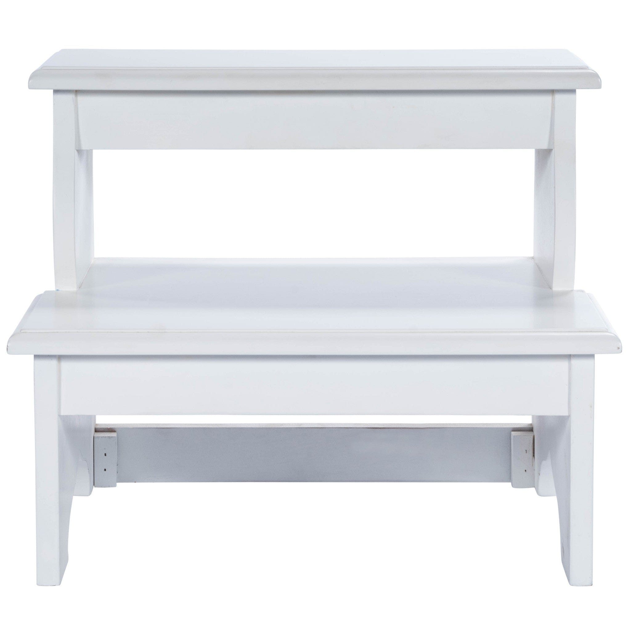 18" White Wood Step Stool - Homeroots - Flyclothing LLC