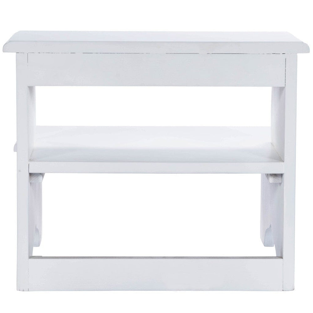 18" White Wood Step Stool - Homeroots - Flyclothing LLC