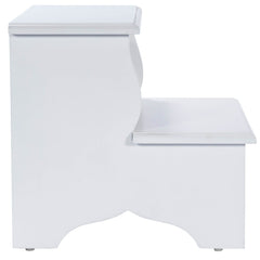 18" White Wood Step Stool - Homeroots