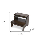 18" Brown Wood Step Stool - Homeroots - Flyclothing LLC