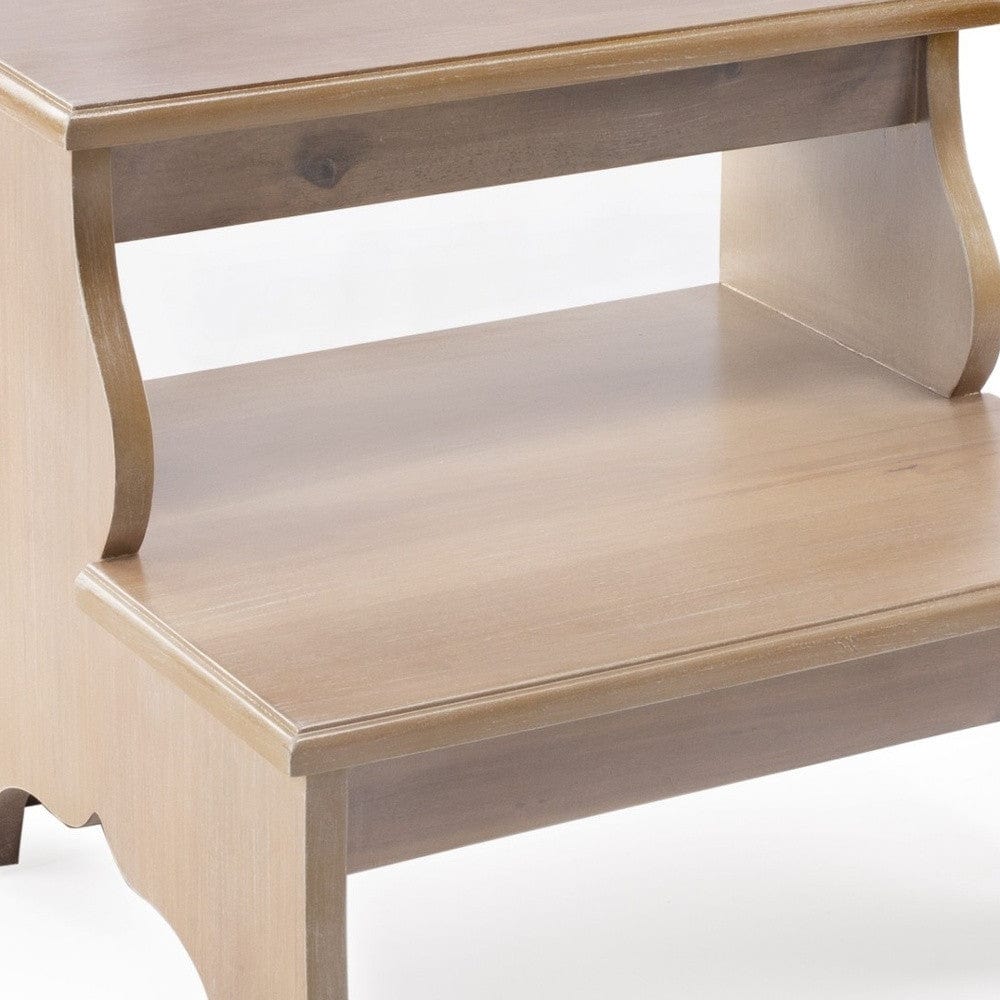 15" Natural Manufactured Wood Backless Bar Chair - Homeroots - Flyclothing LLC