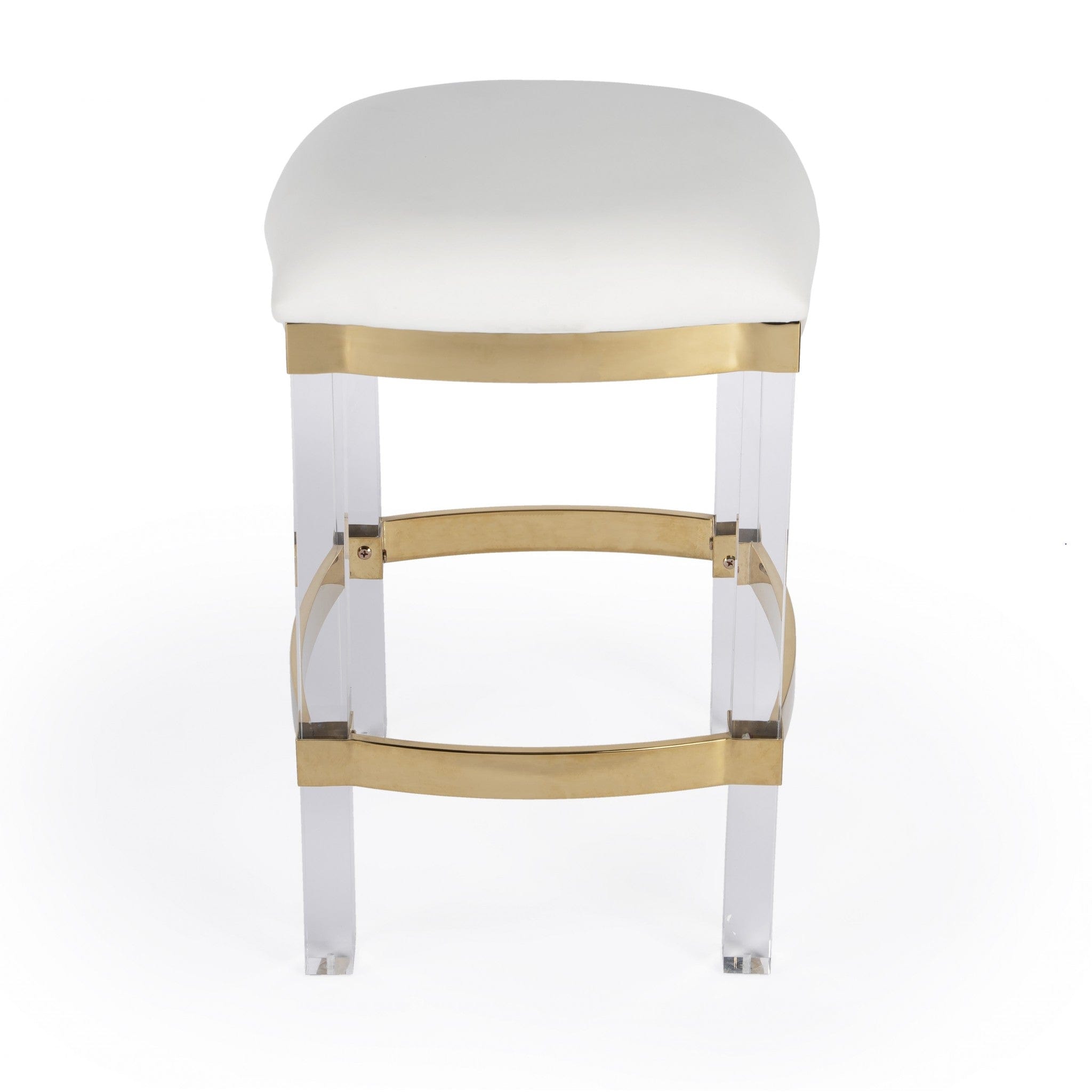 24" White And Clear Acrylic Backless Counter Height Bar Chair - Homeroots - Flyclothing LLC