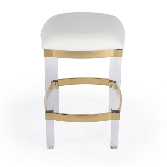 24" White And Clear Acrylic Backless Counter Height Bar Chair - Homeroots