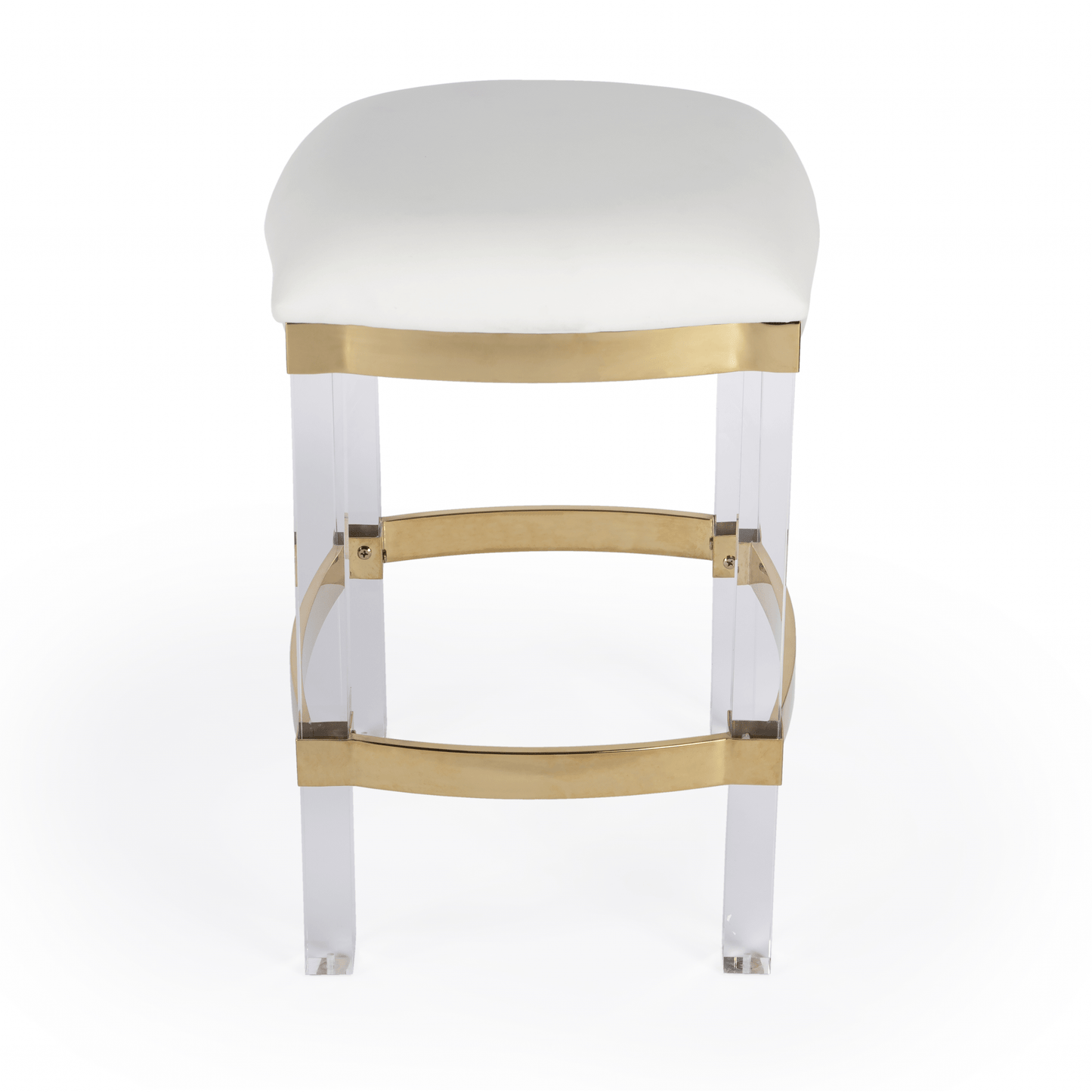 24" White And Clear Acrylic Backless Counter Height Bar Chair - Homeroots - Flyclothing LLC