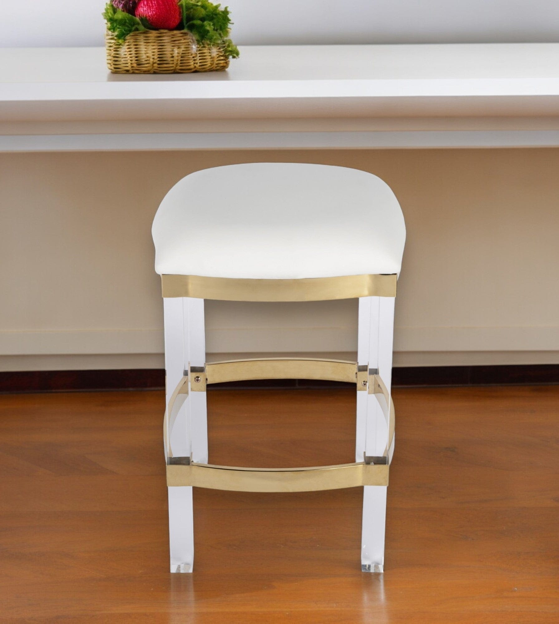24" White And Clear Acrylic Backless Counter Height Bar Chair - Homeroots - Flyclothing LLC