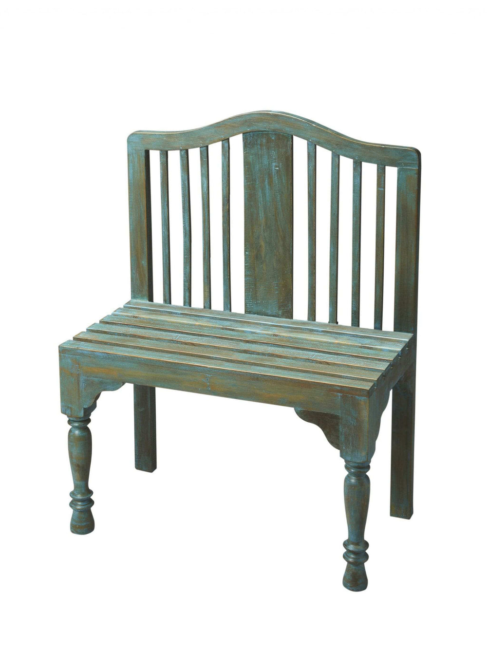 Antiqued Blue Solid Wood Bench - Homeroots - Flyclothing LLC