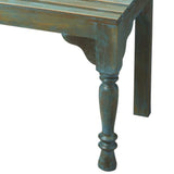 Antiqued Blue Solid Wood Bench - Homeroots - Flyclothing LLC