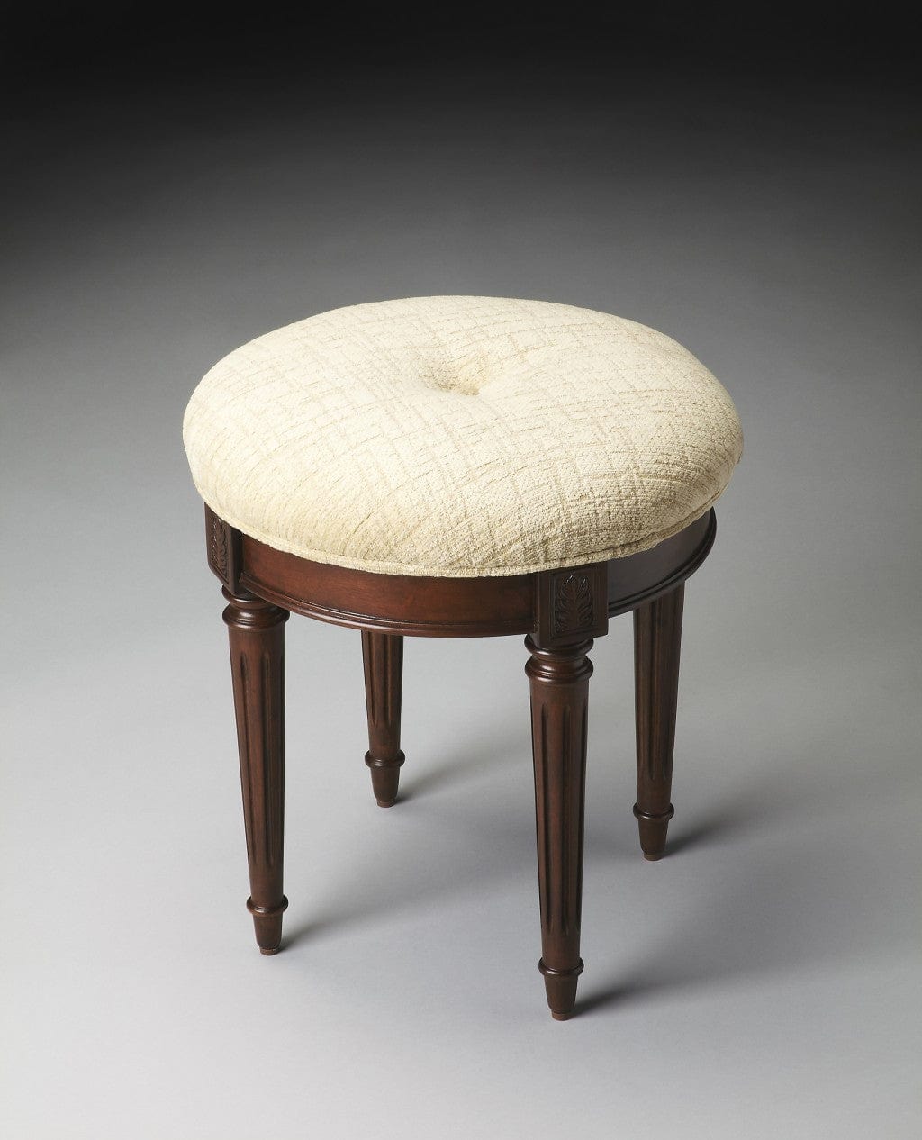 18" Off White Linen And Dark Brown Ottoman - Homeroots - Flyclothing LLC