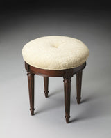 18" Off White Linen And Dark Brown Ottoman - Homeroots - Flyclothing LLC