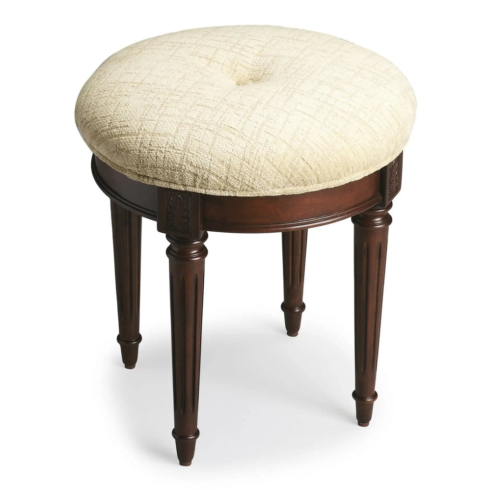 18" Off White Linen And Dark Brown Ottoman - Homeroots - Flyclothing LLC
