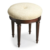 18" Off White Linen And Dark Brown Ottoman - Homeroots