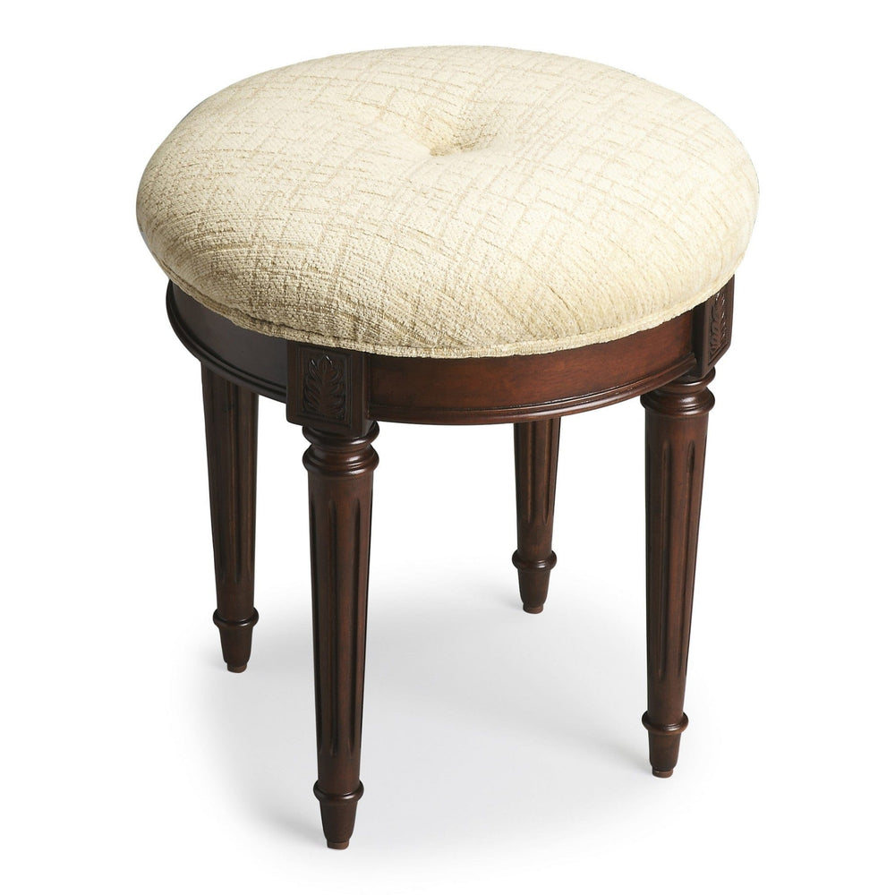 18" Off White Linen And Dark Brown Ottoman - Homeroots - Flyclothing LLC