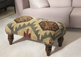 20" Brown Linen Cocktail Ottoman - Homeroots