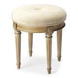 18" Ivory Polyester Blend And Brown Ottoman - Homeroots