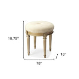 18" Ivory Polyester Blend And Brown Ottoman - Homeroots - Flyclothing LLC