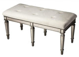 42" Silver Upholstered 100% Cotton Entryway Bench - Homeroots - Flyclothing LLC