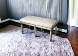 42" Silver Upholstered 100% Cotton Entryway Bench - Homeroots - Flyclothing LLC