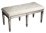 42" Silver Upholstered 100% Cotton Entryway Bench - Homeroots - Flyclothing LLC