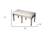 42" Silver Upholstered 100% Cotton Entryway Bench - Homeroots