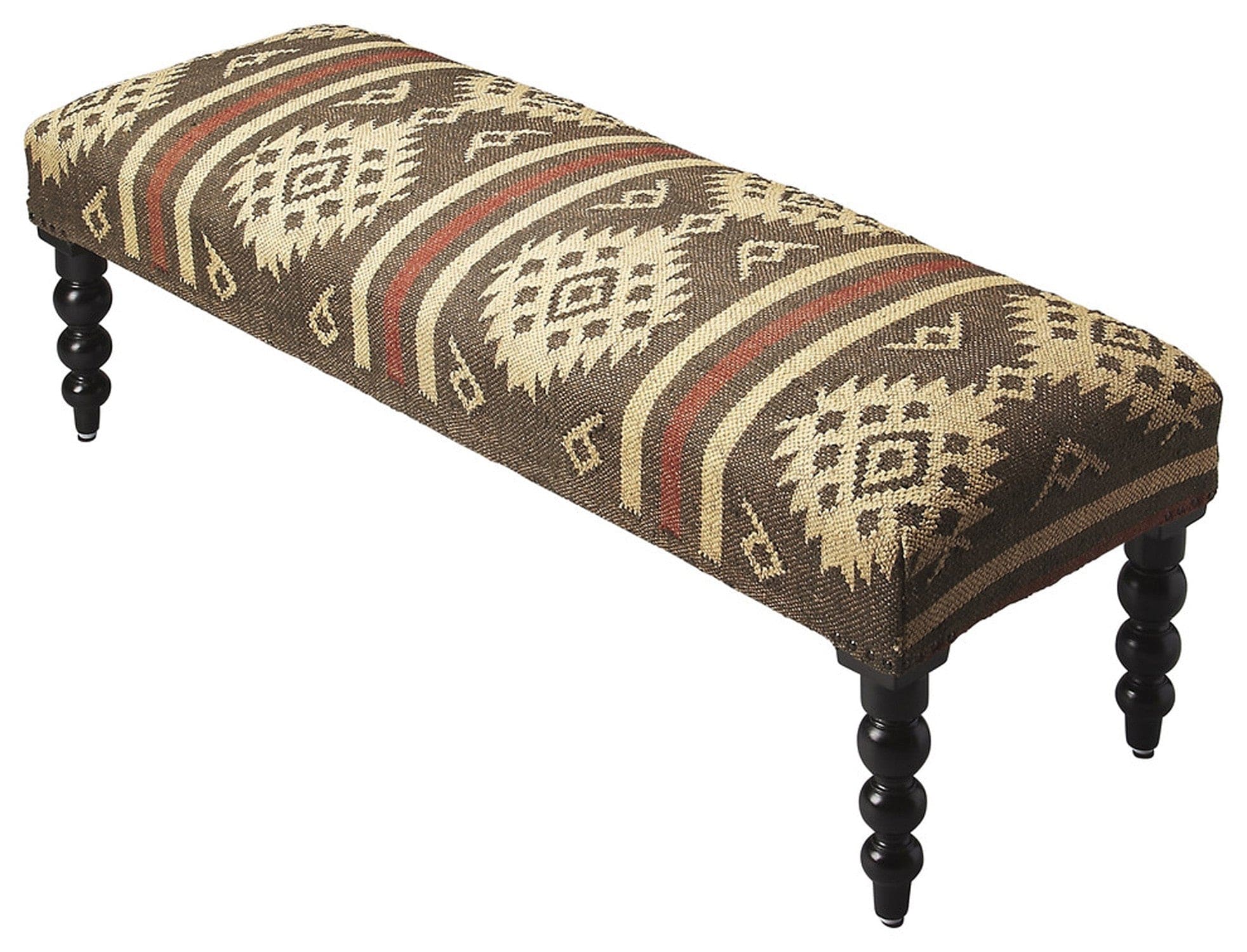 48" Brown Upholstered Wool Southwest Distressed Bench - Homeroots - Flyclothing LLC