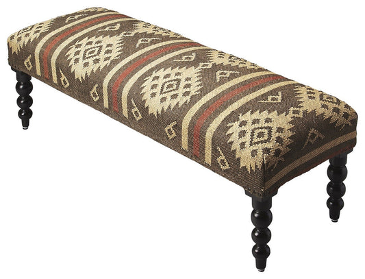 48" Brown Upholstered Wool Southwest Distressed Bench - Homeroots