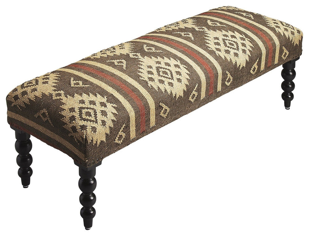 48" Brown Upholstered Wool Southwest Distressed Bench - Homeroots - Flyclothing LLC
