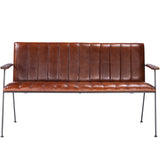 53" Brown and Black Upholstered Faux Leather Distressed Bench - Homeroots