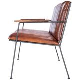 53" Brown and Black Upholstered Faux Leather Distressed Bench - Homeroots