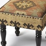 18" Brown Linen Ottoman - Homeroots - Flyclothing LLC
