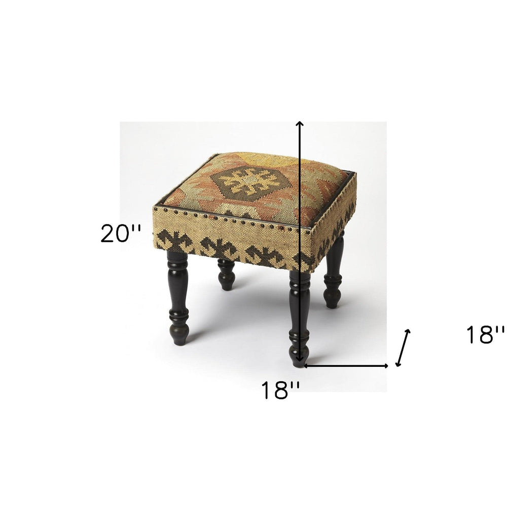 18" Brown Linen Ottoman - Homeroots - Flyclothing LLC