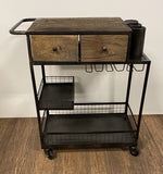 Rolling Rustic Black And Natural Bar Cart - Homeroots
