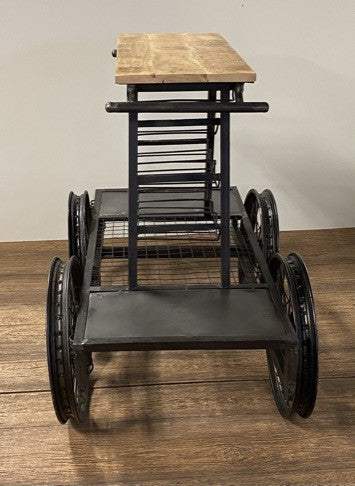Rustic Black Rail Car Bar Cart - Homeroots - Flyclothing LLC