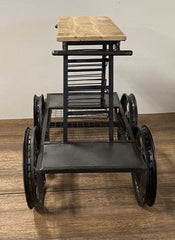 Rustic Black Rail Car Bar Cart - Homeroots