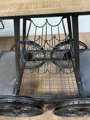 Rustic Black Rail Car Bar Cart - Homeroots
