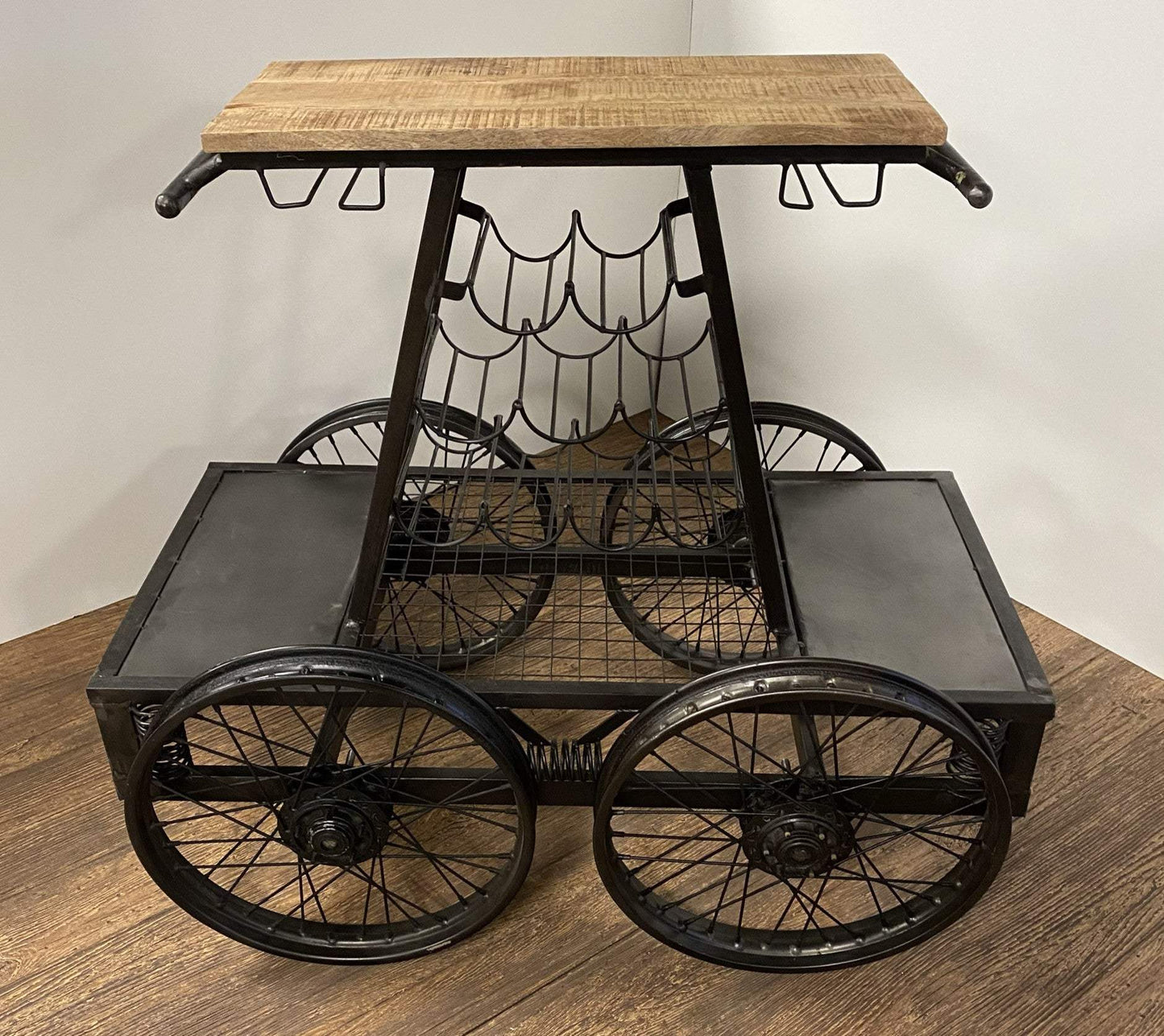 Rustic Black Rail Car Bar Cart - Homeroots - Flyclothing LLC
