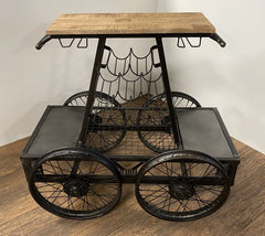 Rustic Black Rail Car Bar Cart - Homeroots