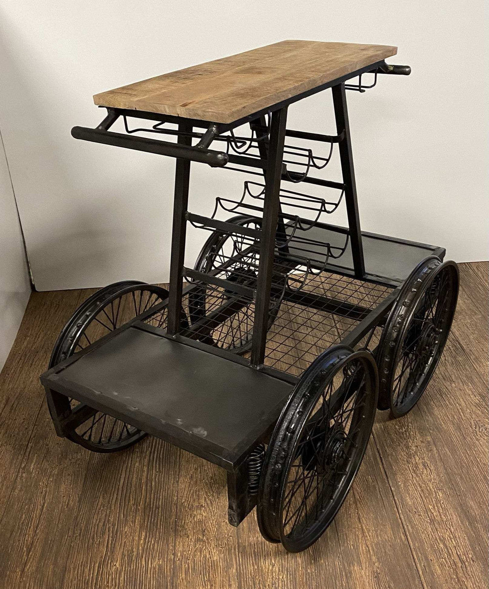 Rustic Black Rail Car Bar Cart - Homeroots - Flyclothing LLC