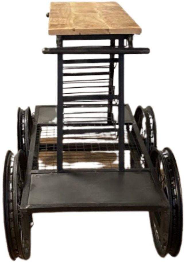 Rustic Black Rail Car Bar Cart - Homeroots - Flyclothing LLC