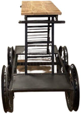 Rustic Black Rail Car Bar Cart - Homeroots - Flyclothing LLC