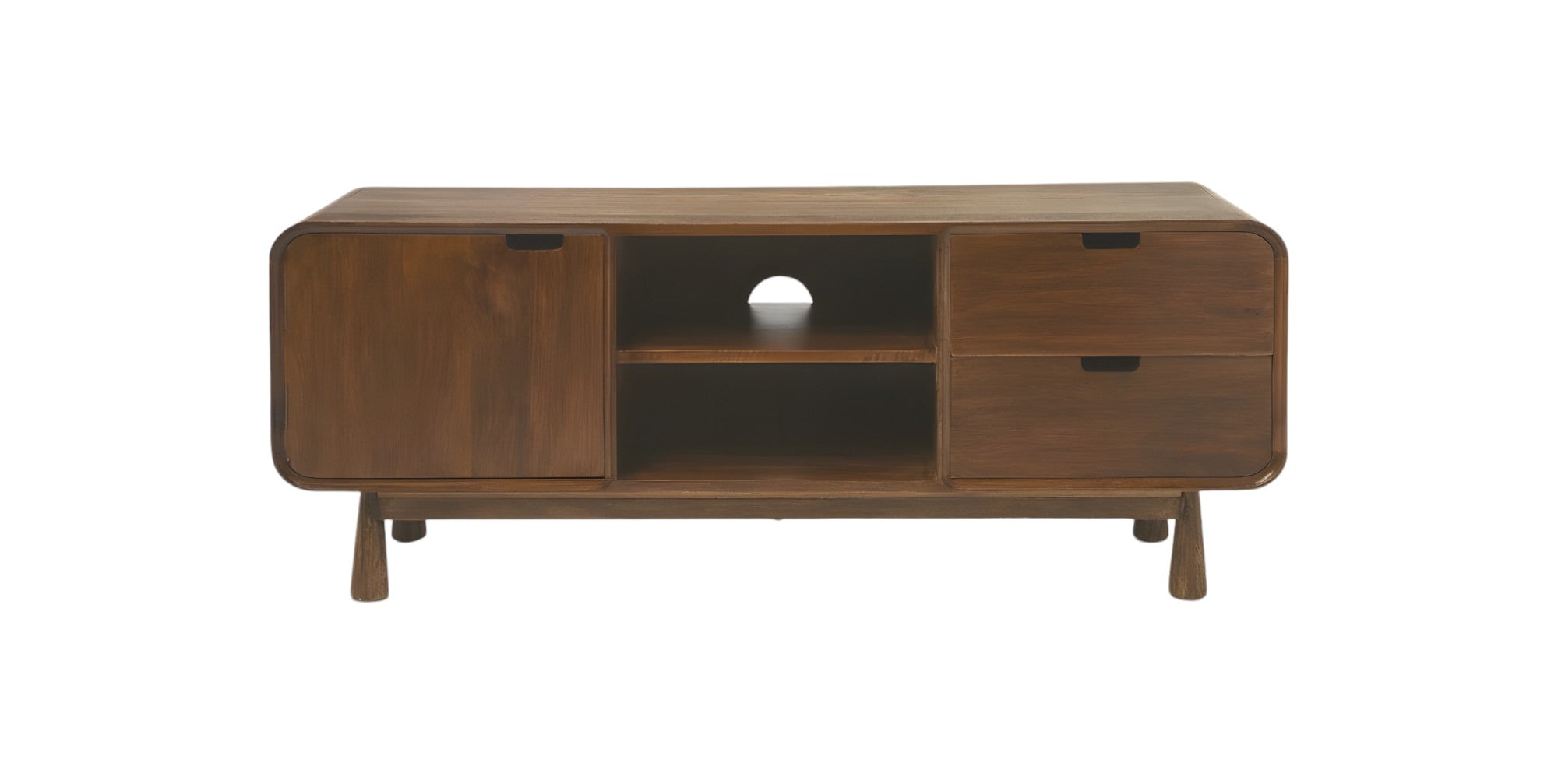 50" Brown Mid Century Modern Wood TV Stand - Homeroots - Flyclothing LLC