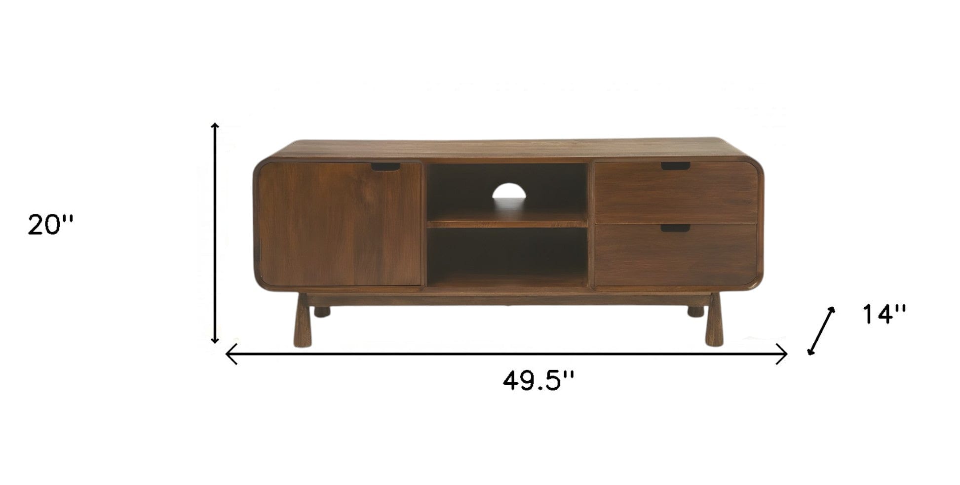 50" Brown Mid Century Modern Wood TV Stand - Homeroots - Flyclothing LLC