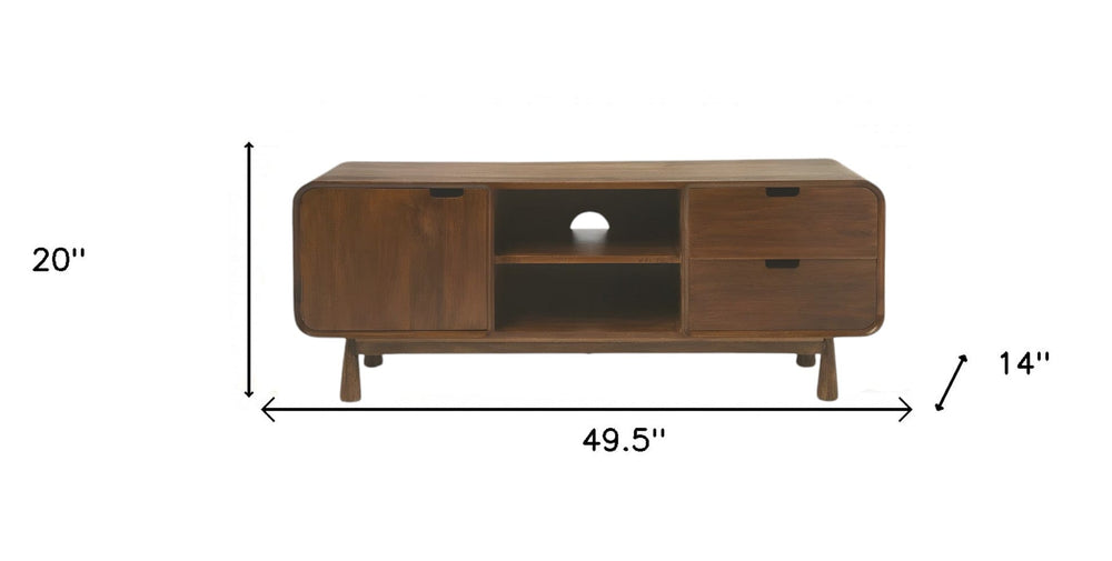 50" Brown Mid Century Modern Wood TV Stand - Homeroots